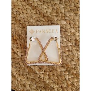 NWT Panacea Beaded Crystal Triangle Hoop Earrings
